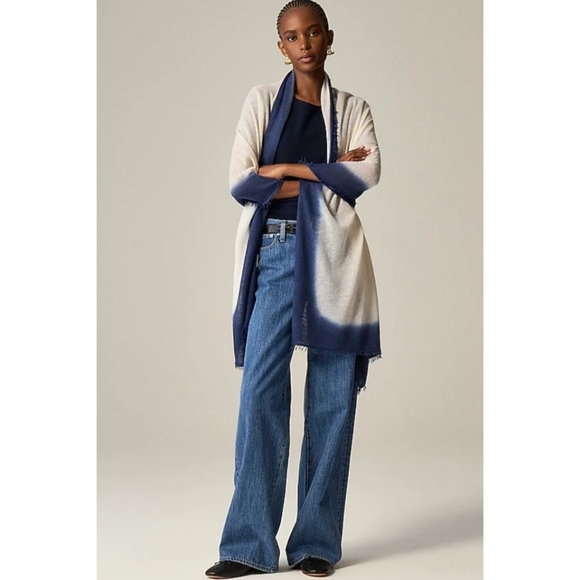 J.Crew Oversized Dip-Dyed Featherweight Cashmere Wrap - Picture 1 of 6